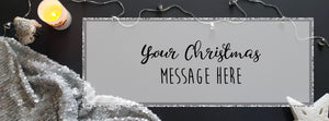 "White Christmas" themed banner with black and silver accessories